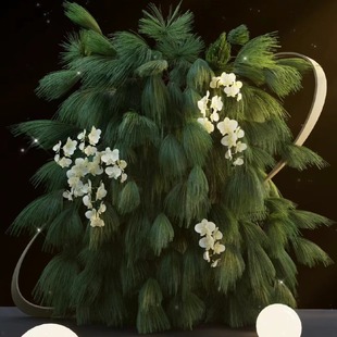 华山松仿真3叉马尾松松针松柏枝仿真绿植中式花艺婚礼花材