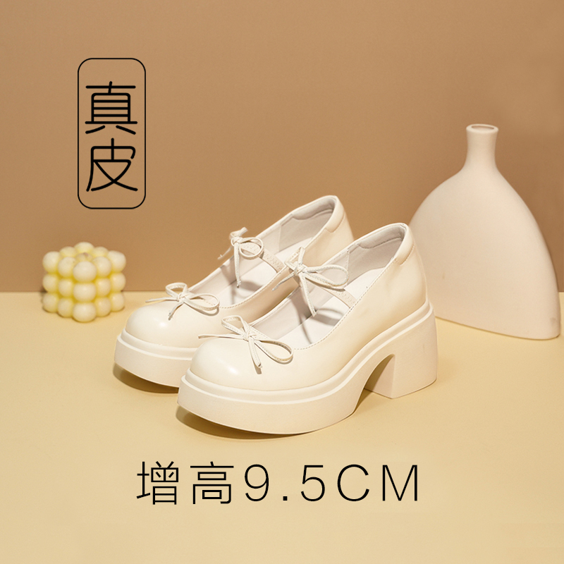 白色厚底玛丽珍鞋内增高女鞋2025新款小皮鞋配裙子单鞋小个子增高