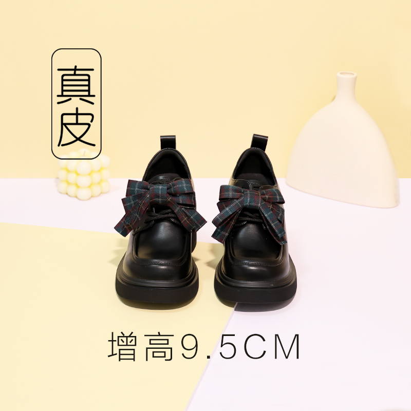 2025巨好看小皮鞋内增高女鞋小个子黑色鞋子增高厚底粗跟高跟单鞋