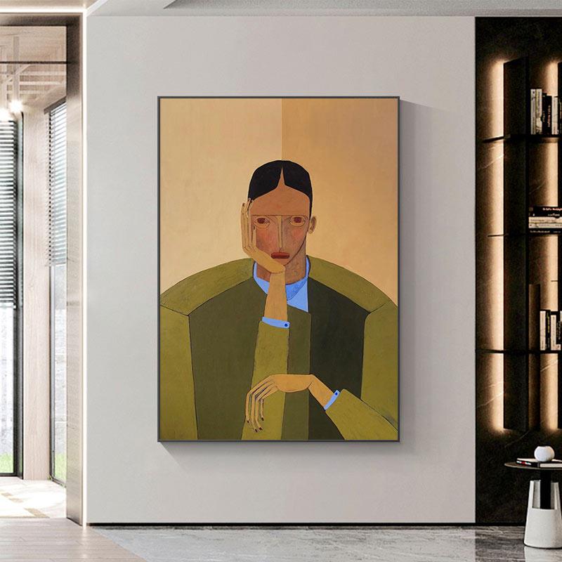 毕加索人物装饰画抽象油画客厅玄关侘寂风大幅挂画大师名作艺术画