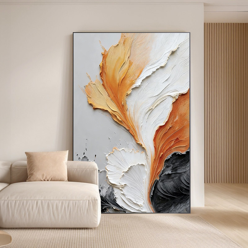 现代简约玄关沙发背景墙壁画大幅落地画客厅装饰画肌理感抽象挂画