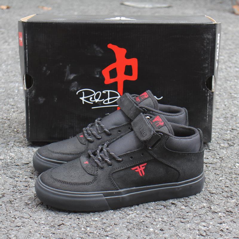 黑色fallen中帮滑板鞋魔术贴百搭系带休闲BMX板鞋潮流PRO减震鞋垫