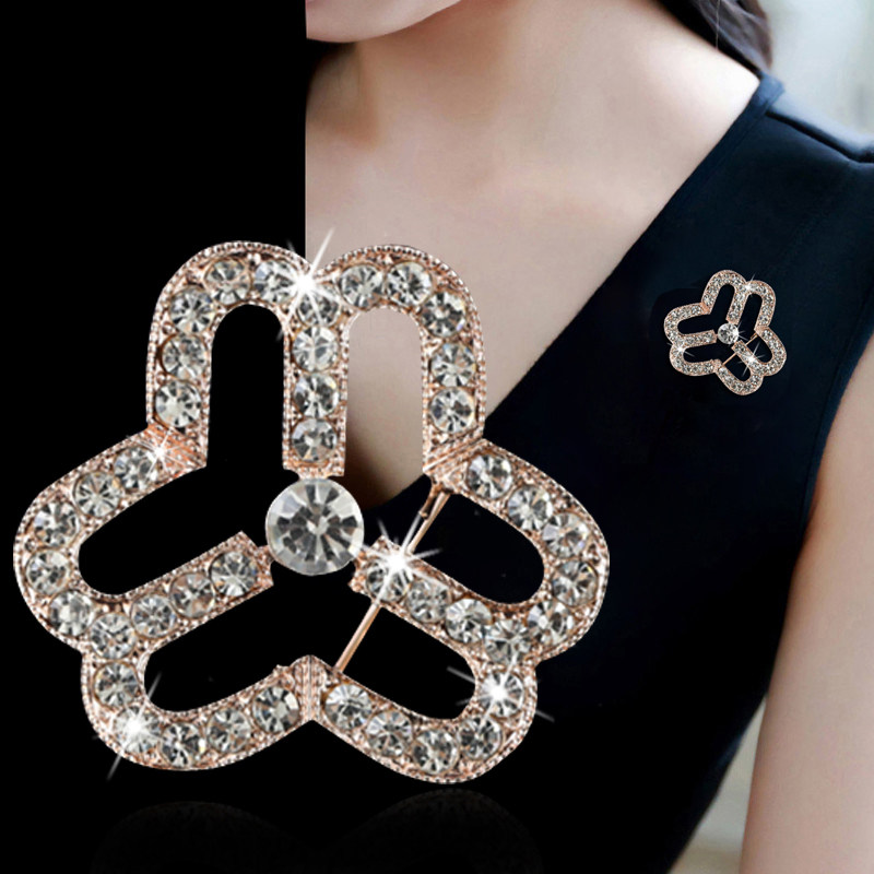 高档复古妇联标志胸针妇女联合会会议纪念徽章优雅水钻胸花会徽