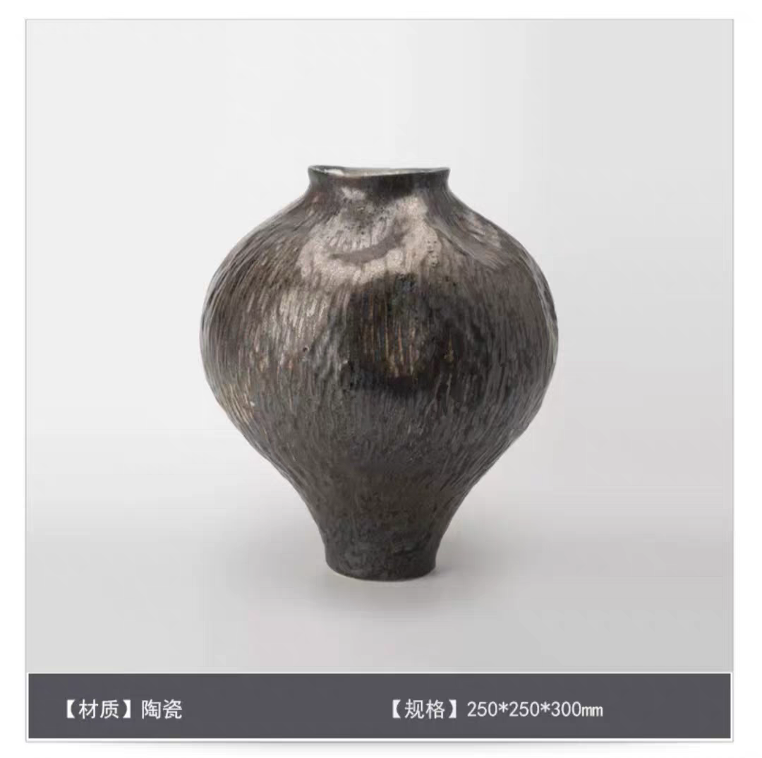 景德镇陶瓷花瓶摆件佗寂风落地花器轻奢高级感客厅干花插花器皿