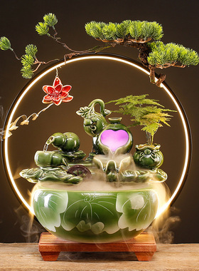 太阳能不插电招财流水摆件