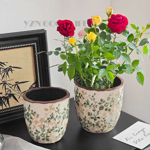 高端冰裂陶瓷花盆三角梅蝴蝶兰花