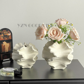 珊瑚艺术品陶瓷花瓶粗陶水养插花摆件异形客厅小众高级感家居软装