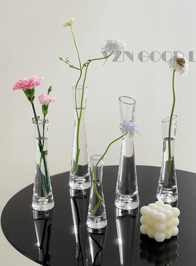 ins风小口花瓶玻璃透明鲜花水培