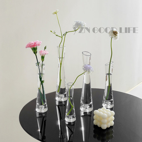 ins风小口花瓶玻璃透明鲜花水培