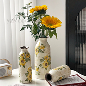 美式 饰品 田园风冰裂陶瓷小花瓶摆件客厅民宿插花干花高级感创意装