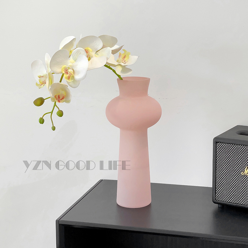 高品质粉色玻璃花瓶瘦高