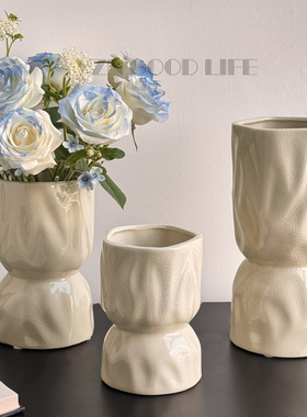 中古风艺术花瓶陶瓷摆件水养插花玫瑰客厅餐桌软装饰品高级感网红