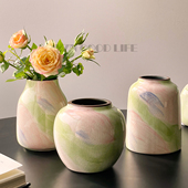 田园清新小陶瓷花瓶高端艺术彩色冰裂纹水养植物鲜花家居装 饰摆件