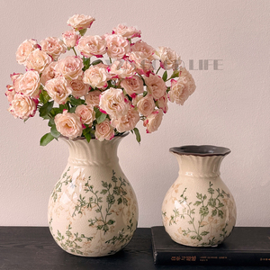 新款复古冰裂纹花瓶陶瓷水养插花器客厅书房办公桌新中式软装饰品