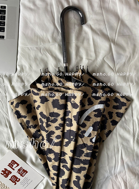 msho宋慧乔同款豹纹笑脸长伞很适合拍照的直杆伞韩风ins长柄雨伞