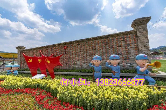 文创玻璃钢卡通公仔形象定制红军人物雕塑像八路军解放军仿真人偶