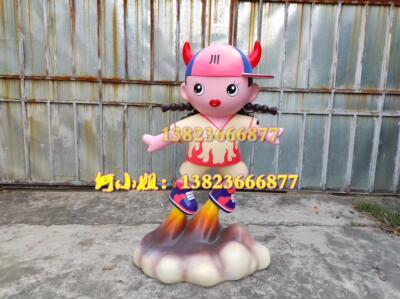 玻璃钢福娃对联中国结卡通雕塑像