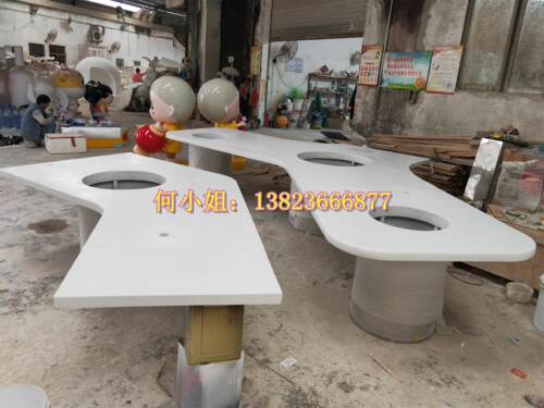 创意办公室柜台几何异形玻璃钢树脂纤维办公桌椅酒店接待前台吧台