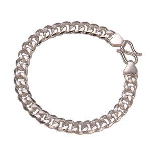 纯银990足银古巴手链男女宽版百搭潮牌高级感情侣银饰送男友礼物