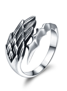 泰银天使翅膀尾戒