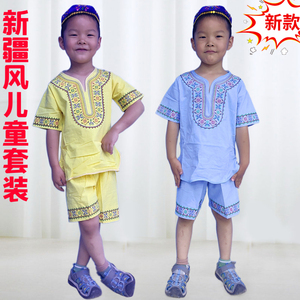 新疆民族特色儿童衬衣舞蹈服夏季新品短袖衬衣纯手工绣花衬衣童装