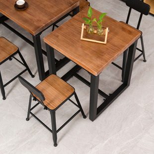 商用餐桌小吃店餐桌椅组合工业风主题餐厅实木餐饮甜品奶茶店桌椅