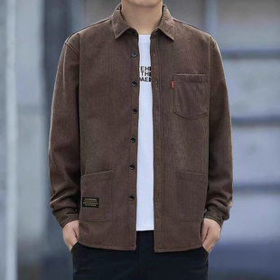 灯芯绒衬衫 新款 实惠长袖 男士 高端翻领多口袋设计简约潮 上市