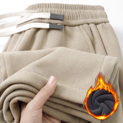 秋冬季新款雪尼尔保暖卫裤加绒加厚户外防寒蓄热灯芯绒恒温长裤