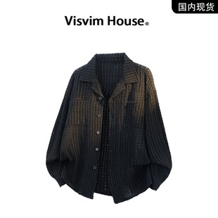 新款 WINGS秋季 VISVIM 衬衫 外套男士 老钱风镂空长袖 品牌现货撤柜