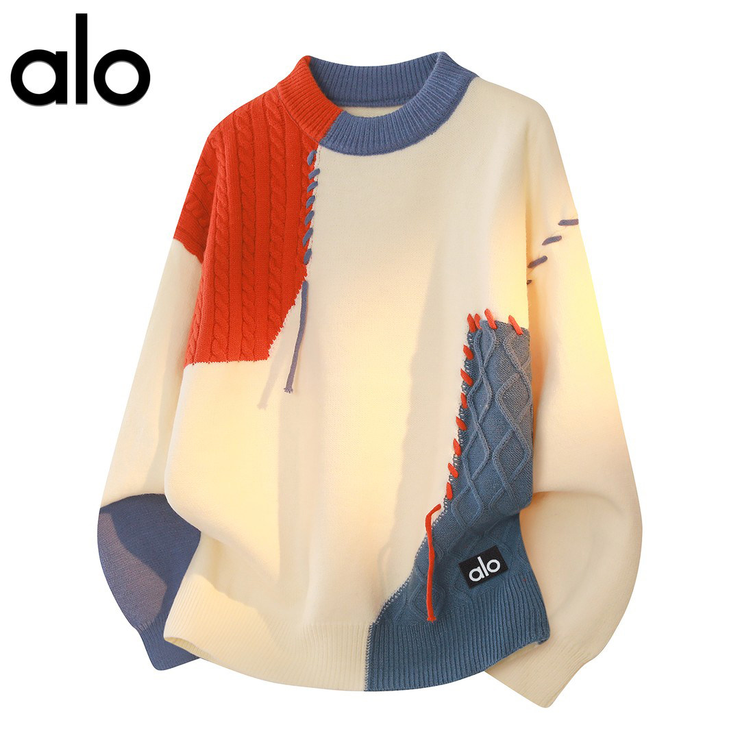 官方奥特莱斯品牌折扣设计感毛衣男款秋冬季拼色圆领针织打底衫