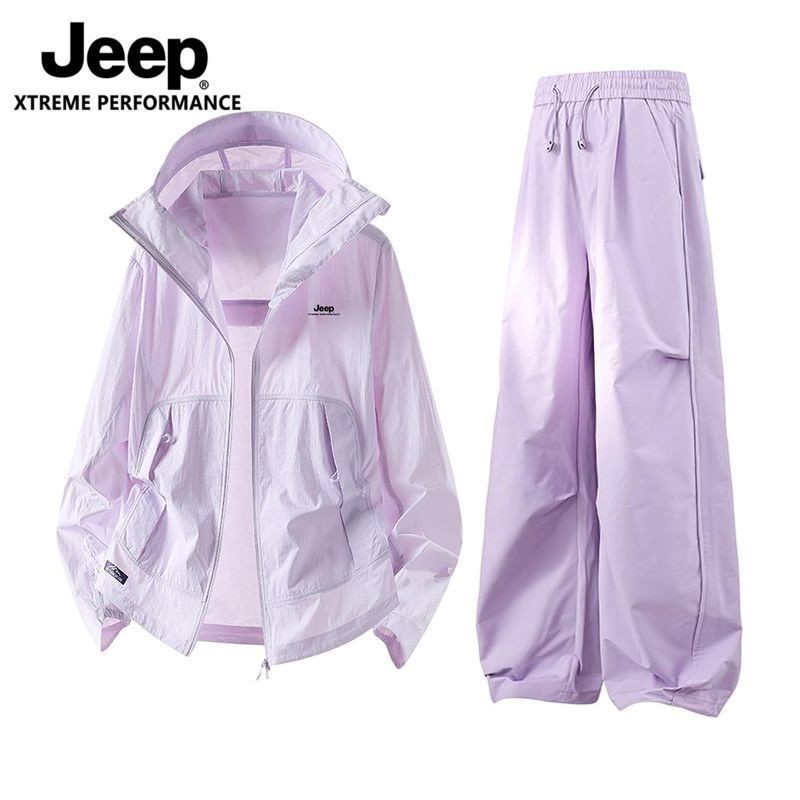 JEEP吉普2026年夏季多巴胺休闲防晒时尚套装男女款户外登山两件套