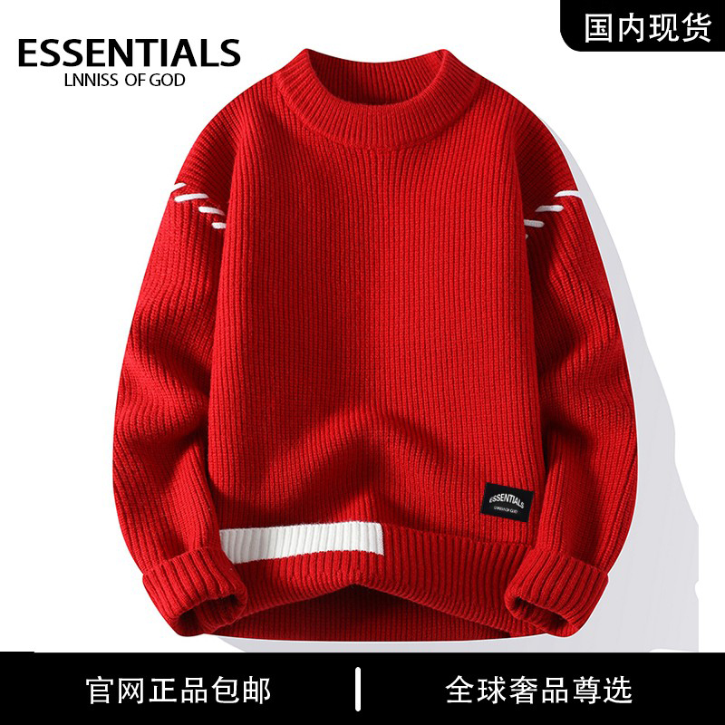 ESSENTIALS LNNISS 美式潮牌纯色简约情侣秋冬季百搭针织衫男毛衣