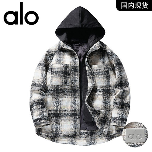 官方奥特莱斯品牌折扣 情侣冬季连帽保暖格子羽绒服休闲男外套