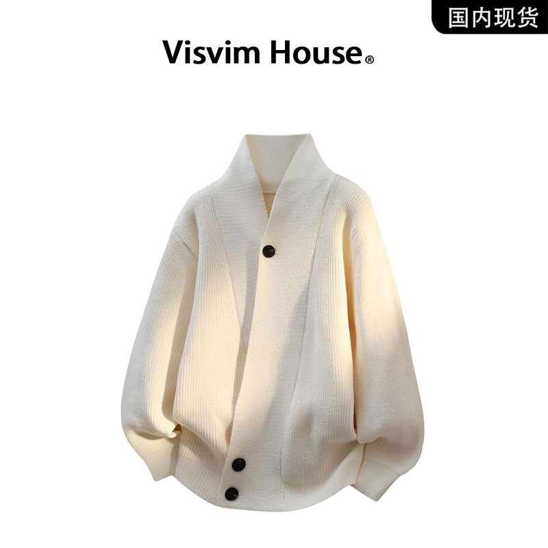 品牌现货撤柜】VISVIM WINGS春秋季V领款针织衫设计感开衫毛衣男