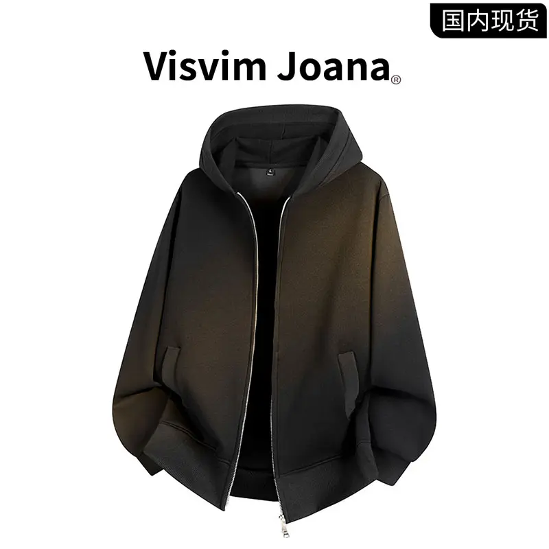 品牌现货撤柜】VISVIM JOANA秋季大码连帽卫衣男士拼接开衫外套
