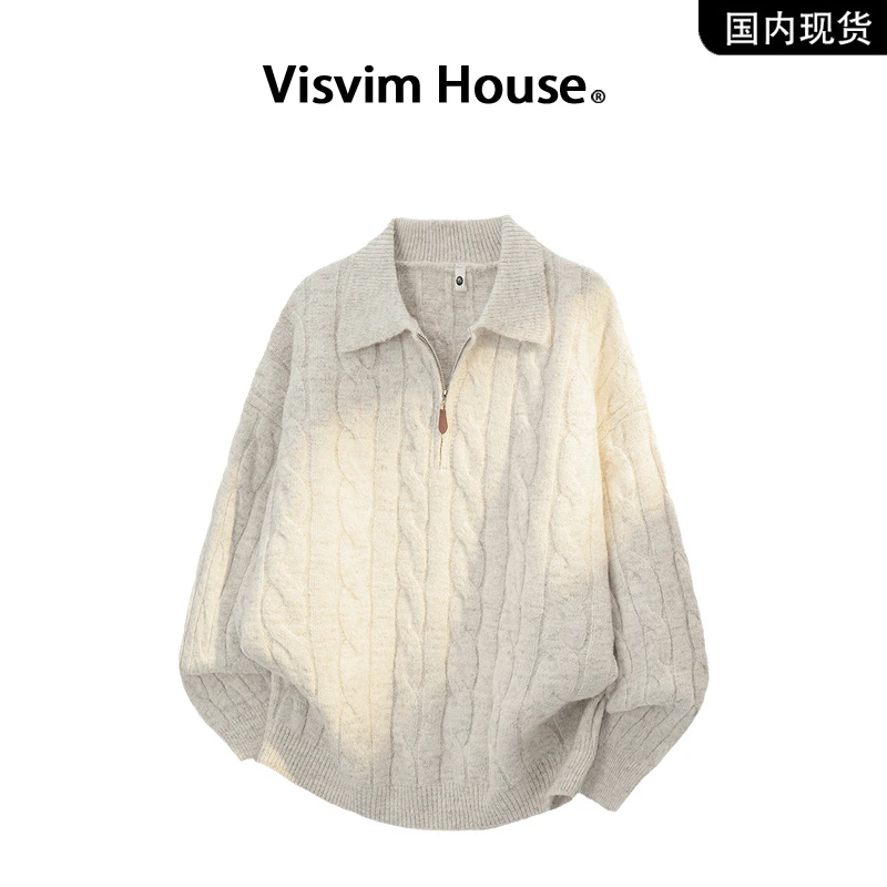 复古宽松半拉链针织衫慵懒毛衣