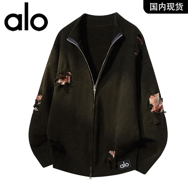 官方奥特莱斯品牌折扣 冬季潮流破洞假两件针织衫休闲男毛衣