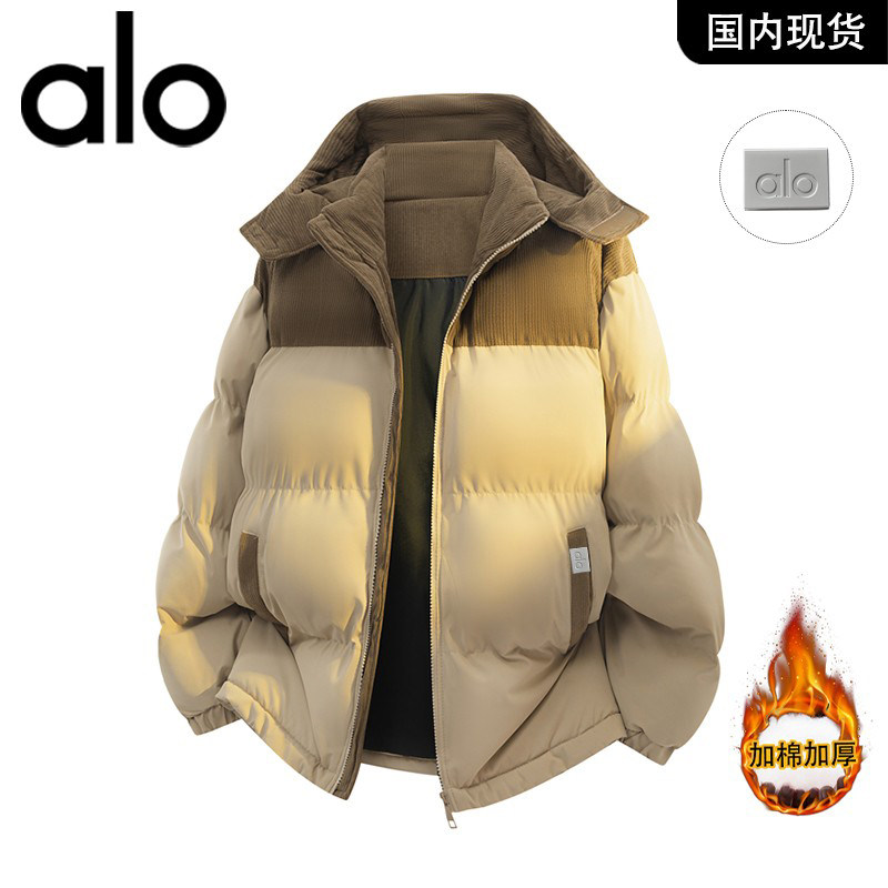 官方奥特莱斯品牌折扣 冬季灯芯绒拼接棉服男女面包服棉衣外套