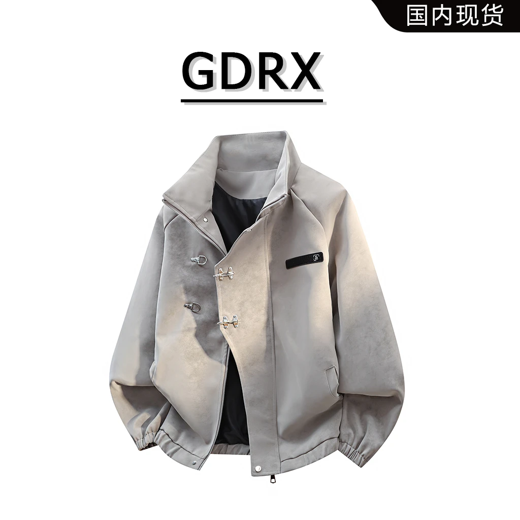 美式高奢潮流雾面皮衣外套男夹克