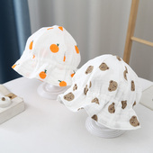 春夏季 婴儿帽子超洋气男女宝宝纱布盆帽婴幼儿遮阳帽儿童渔夫帽