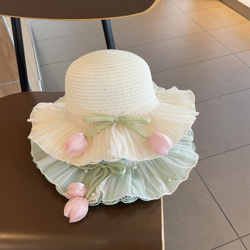 儿童草帽森系草编帽子春夏女童遮阳帽编织包女孩防晒遮阳帽渔夫帽