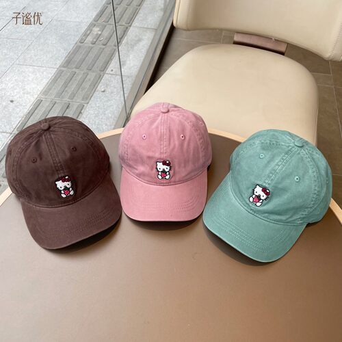 儿童棒球帽KIT猫春秋季女童百搭休闲宝宝可爱帽子出游防晒鸭舌帽