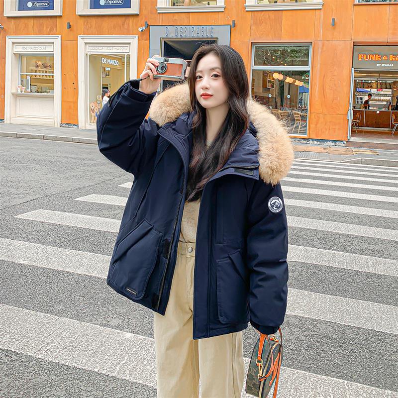 MM明摩女装羽绒服女短款冬季2025新款小个子加厚90白鸭绒派克工装