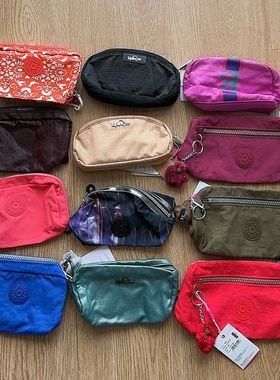 现货kipling猴子包女士收纳包化妆包附件包樱桃粉K16224/k12267