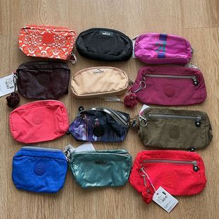 现货kipling猴子包女士收纳包化妆包附件包樱桃粉K16224/k12267