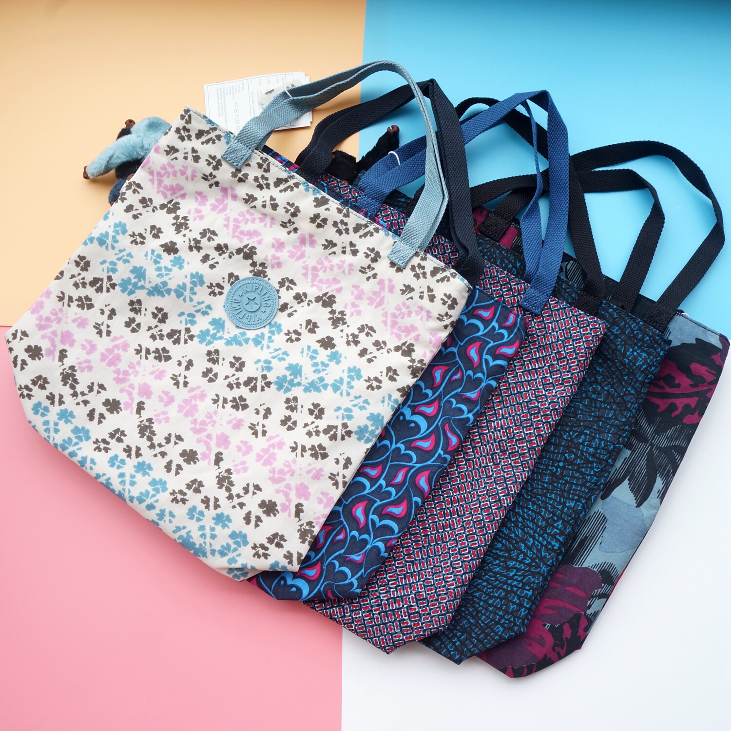 kipling正品 tote bag k79041 中号购物袋手提袋尼龙防水布袋印花