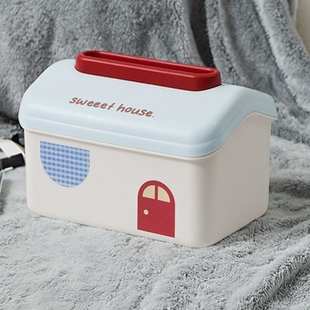 卡通风纸巾盒大容量桌面抽纸盒可爱客厅茶几家用多功能杂物