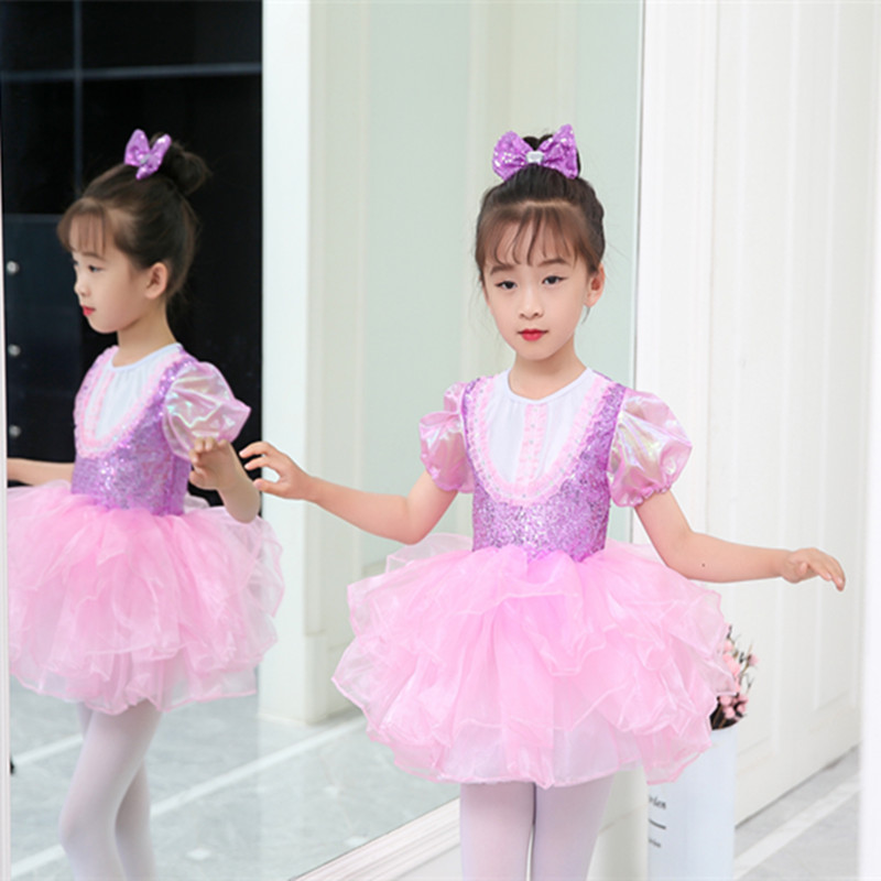 六一儿童舞蹈蓬蓬连衣粉色纱裙