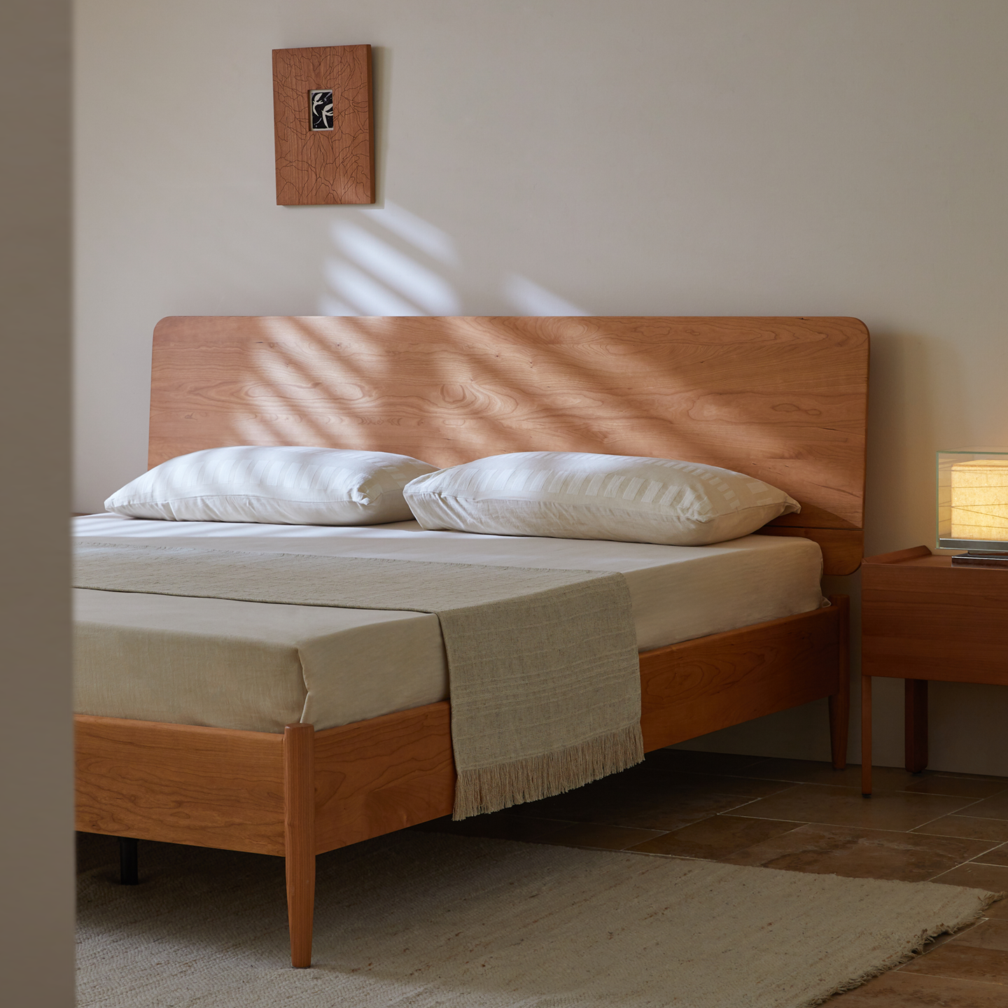 山念北欧风格黑胡桃樱桃木实木床