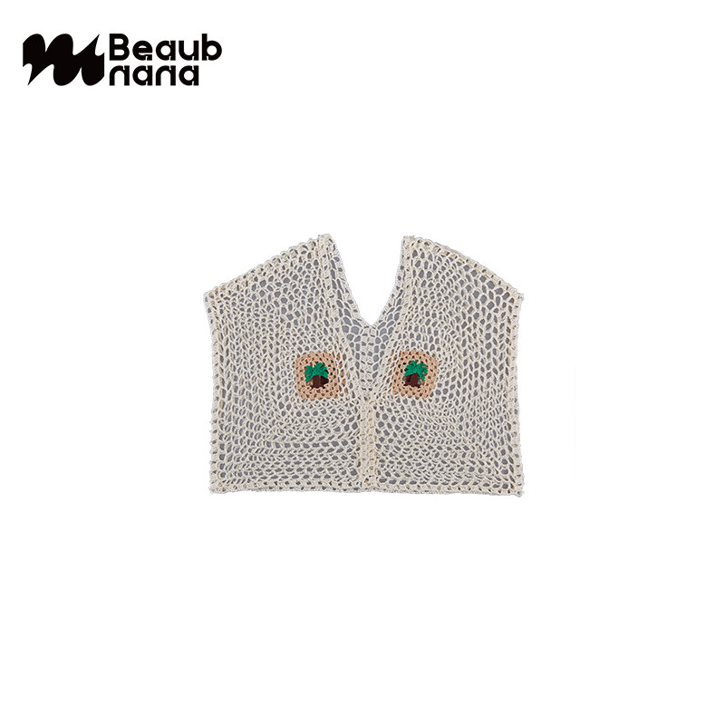 【9折】小黄香蕉手钩椰树镂空罩衫女针织吊带叠穿外搭海岛度假风